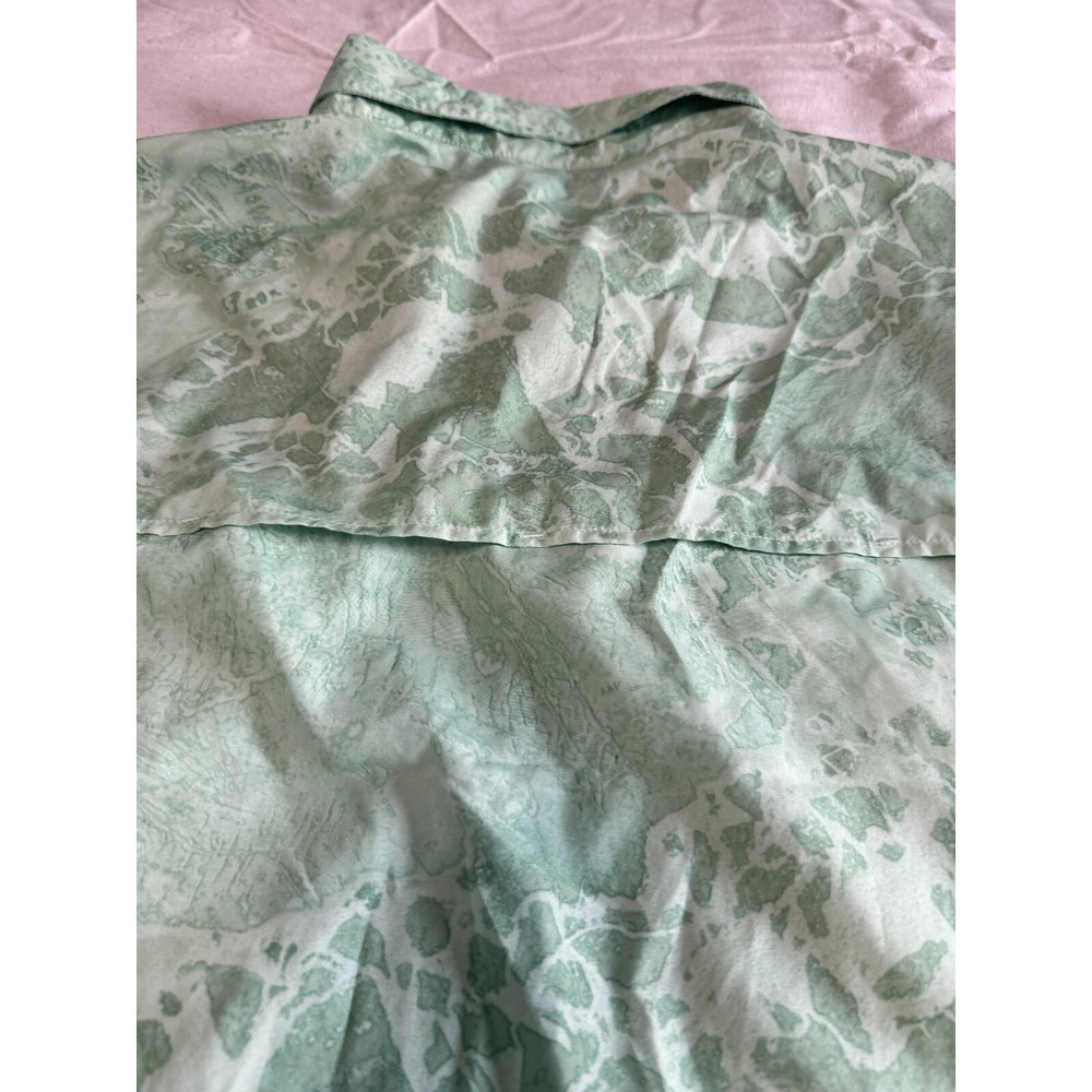 Realtree Fishing Shirt Mens Large Green Camo Short Sleeve Button Down Wave L - Picture 9 of 12